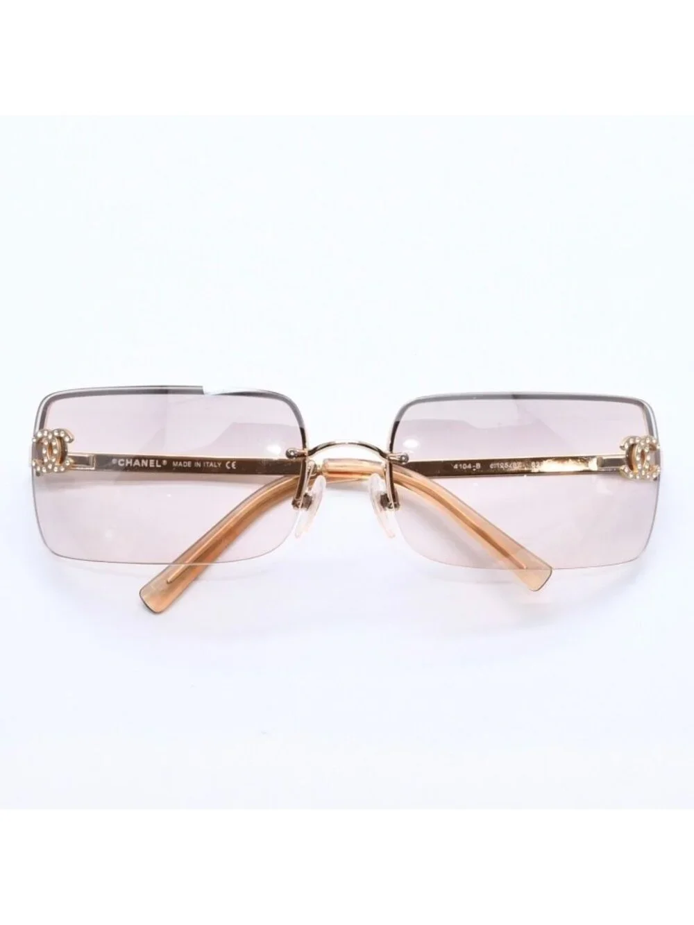 Chanel Half Rim Sunglasses Eyewear CC Logo Rhinestone